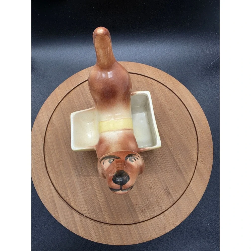 Vintage 1950's MCM Hirsch Rover Dachshund Ceramic Caddy Valet Succulent Planter